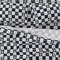 Black And White Checkerboard Cats Or Dogs Chess Aesthetic Kitsch Pattern