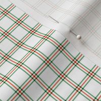 The Simple minimalist series - delicate Christmas tartan plaid design scandinavian checker print christmas seasonal holiday palette seasonal vintage red pine green on white SMALL