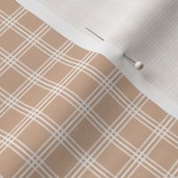 The Simple minimalist series - delicate tartan plaid design scandinavian checker print summer white on warm caramel beige SMALL