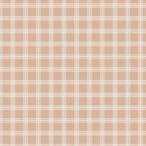 The Simple minimalist series - delicate tartan plaid design scandinavian checker print summer white on warm caramel beige SMALL