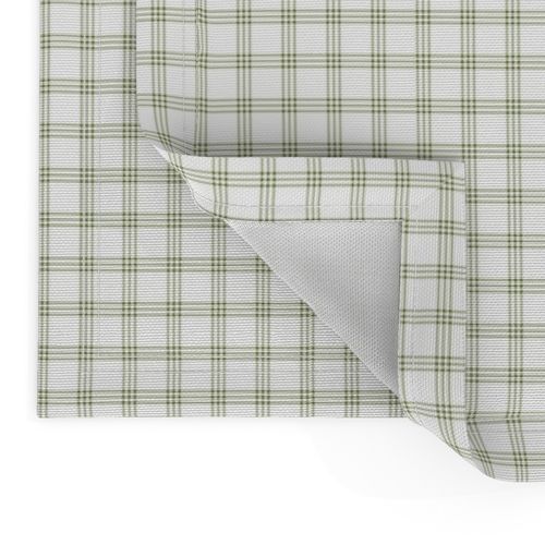 The Simple minimalist series - delicate tartan plaid design scandinavian checker print summer olive green on white SMALL