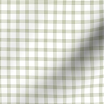 The Simple minimalist series - delicate tartan plaid design scandinavian checker print summer olive green on white SMALL