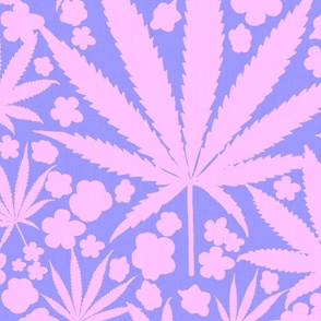 Palm Springs Pink And Periwinkle Blue Cannabis And Flowers
