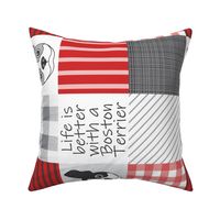 rotated 6" Boston terrier red wholecloth