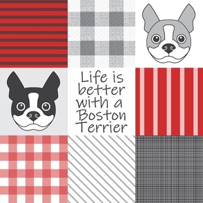 4" Boston terrier red wholecloth