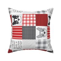 rotated 4" Boston terrier red wholecloth