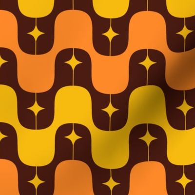 Groovy Waves And Stars Orange And Yellow