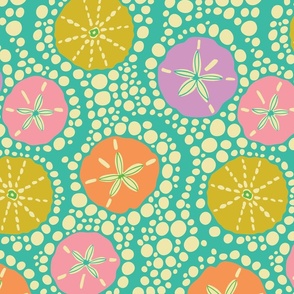In the Surf Coastal Beach Sea Urchins and Sand Dollars - Bright Summer Colors - MEDIUM Scale - UnBlink Studio by Jackie Tahara