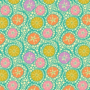 In the Surf Coastal Beach Sea Urchins and Sand Dollars - Bright Summer Colors - SMALL Scale - UnBlink Studio by Jackie Tahara