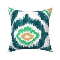 Hand Painted Green Ikat Ogee — Large