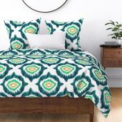 Hand Painted Green Ikat Ogee — Large