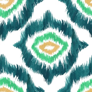 Hand Painted Green Ikat Ogee — Large