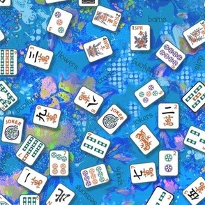 BLUE Mahjong Tiles