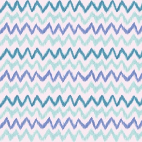 Hand Painted Blue Ikat Stripes — Small