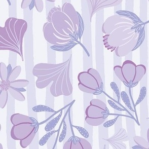 Wild Floral Boho Lavenders - Large Scale