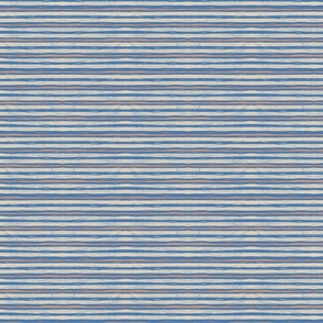 Block Print Stripe in Blue, Terra Cotta and Tan - Small Scale