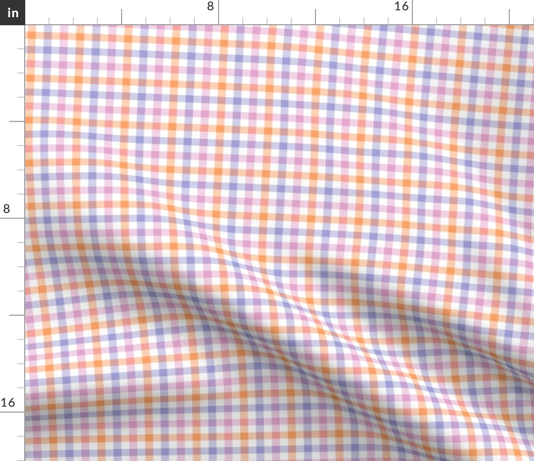 Three Colors Gingham, Peach, Medium 