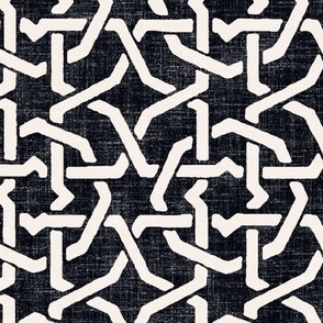 medium lattice garden octagon black and white on linen