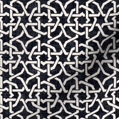 small lattice garden octagon black and white on linen
