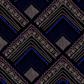 Line art pattern diamond blue and purple