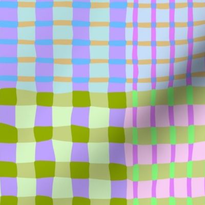 wobbly plaid purple green pastel