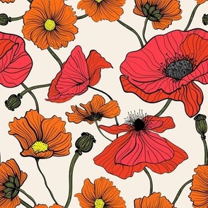 California Orange And Red Poppies