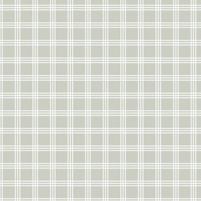 The Simple minimalist series - delicate tartan plaid design scandinavian checker print summer white on sage green  SMALL