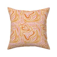 Groovy swirls - Vintage abstract organic shapes and retro flower power zebra style cool boho design orange pink on beige cream 