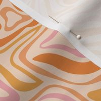 Groovy swirls - Vintage abstract organic shapes and retro flower power zebra style cool boho design orange pink on beige cream 