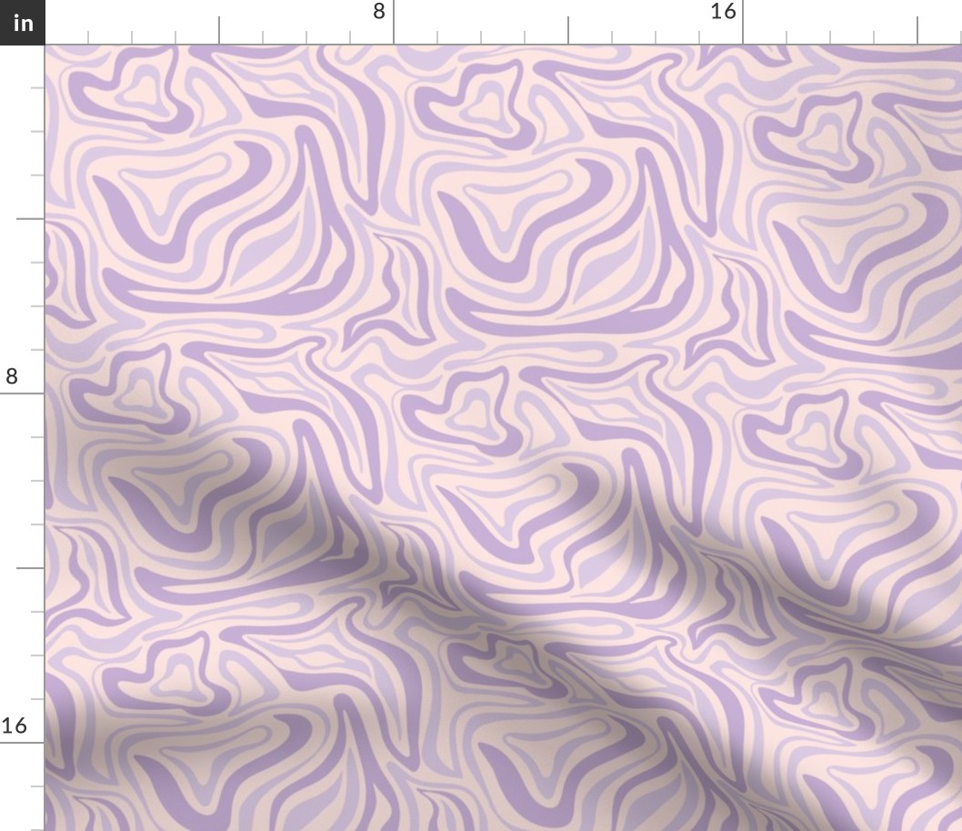 Groovy swirls - Vintage abstract organic shapes and retro flower power zebra style cool boho design lilac purple on beige cream blush