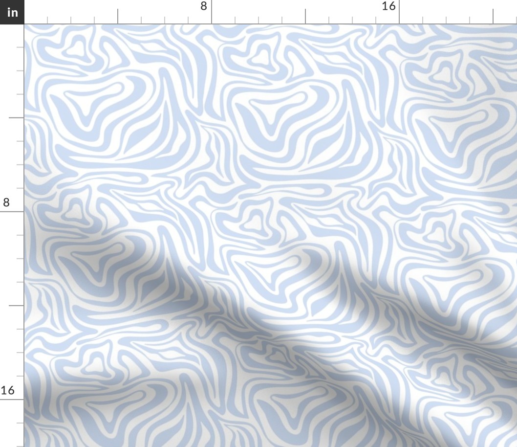 Groovy swirls - Vintage abstract organic shapes and retro flower power zebra style cool boho design soft blue periwinkle on white