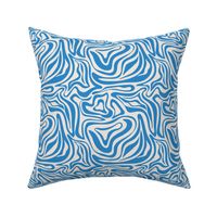 Groovy swirls - Vintage abstract organic shapes and retro flower power zebra style cool boho design classic blue on ivory
