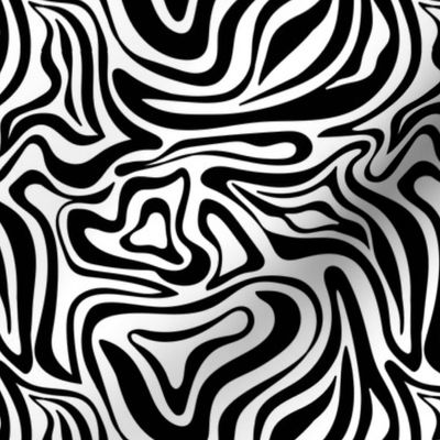 Groovy swirls - Vintage abstract organic shapes and retro flower power zebra style cool boho design monochrome black and white