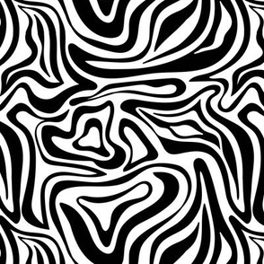 Groovy swirls - Vintage abstract organic shapes and retro flower power zebra style cool boho design monochrome black and white
