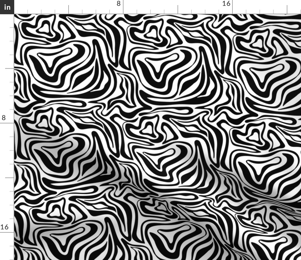 Groovy swirls - Vintage abstract organic shapes and retro flower power zebra style cool boho design monochrome black and white