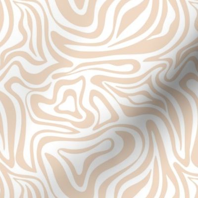 Groovy swirls - Vintage abstract organic shapes and retro flower power zebra style cool boho design pale beige sand white