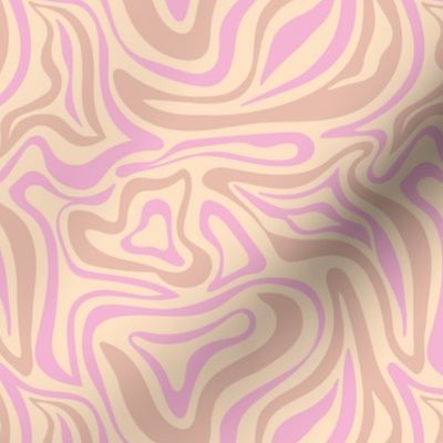 Groovy swirls - Vintage abstract organic shapes and retro flower power zebra style cool boho design beige sand cream pink