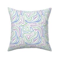 Groovy swirls - Vintage abstract organic shapes and retro flower power zebra style cool boho design periwinkle blue mint lilac on white