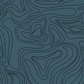 Minimalist mountains - landscape nature altitude map for hiking adventures mountain heights abstract strokes and swirls black on moody blue 