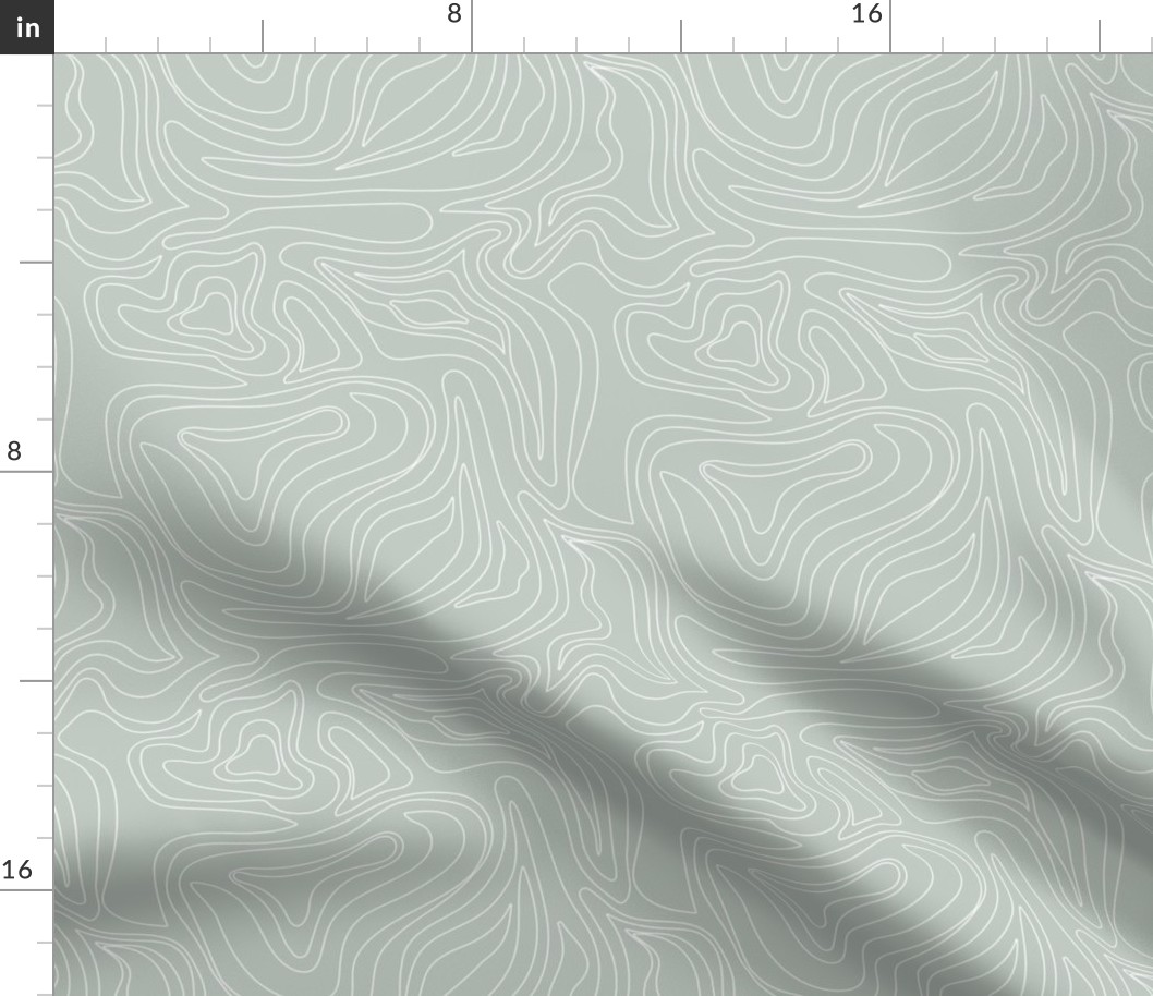 Minimalist mountains - landscape nature altitude map for hiking adventures mountain heights abstract strokes and swirls white on sage green mist 