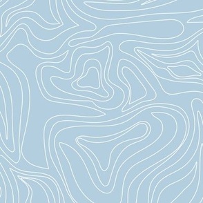 Minimalist mountains - landscape nature altitude map for hiking adventures mountain heights abstract strokes and swirls white on baby blue 