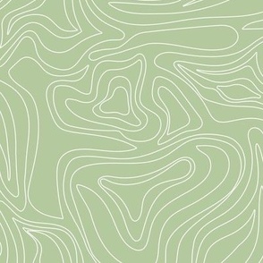 Minimalist mountains - landscape nature altitude map for hiking adventures mountain heights abstract strokes and swirls white on mint apple green 