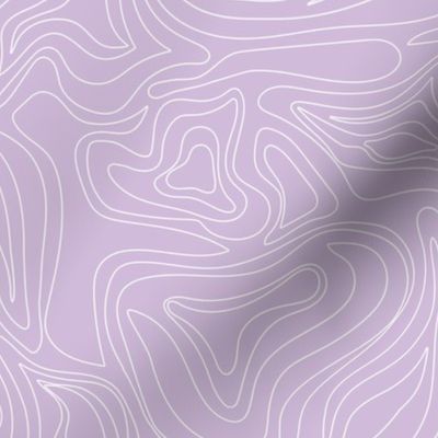 Minimalist mountains - landscape nature altitude map for hiking adventures mountain heights abstract strokes and swirls white on lilac purple 