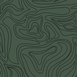 Minimalist mountains - landscape nature altitude map for hiking adventures mountain heights abstract strokes and swirls black on pine green cameo 