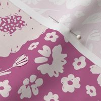 Olivia / big scale / hot pink decorative sweet and playful floral pattern design