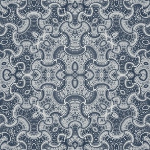 Delicate Detailed Fractal Lace in Navy Blue