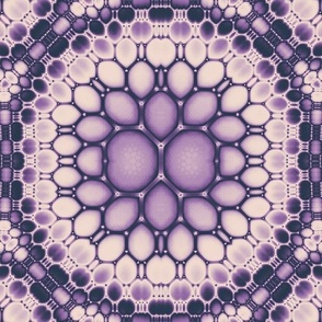 Retro Circles Fractal Mandela in Navy Orchid and Blush