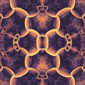 Baroque Maximalist Fractal Motif in Plum, Peach and Buttercup  (Large Scale)