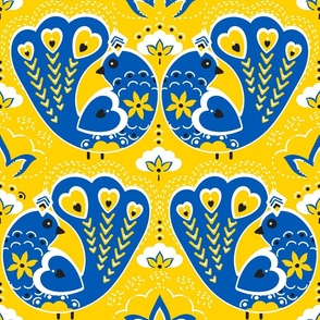 Ukraine - Phoenix Bird, Blue on a yellow background