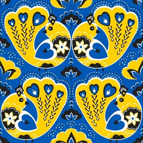 Ukraine - Phoenix Bird, Yellow with black on a blue background